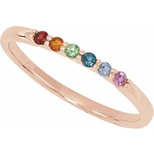 Multi-Gemstone Rainbow Stackable Ring