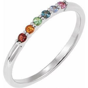 Multi-Gemstone Rainbow Stackable Ring