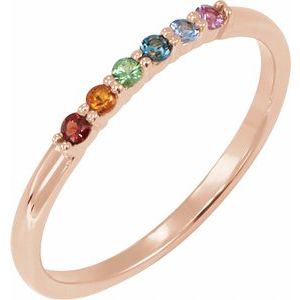 Multi-Gemstone Rainbow Stackable Ring