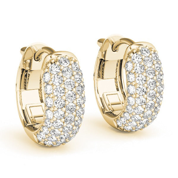 Pave Set Huggie Gold Earring - 13mm