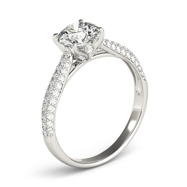 Solitaire Pave Multi Row Engagement Ring