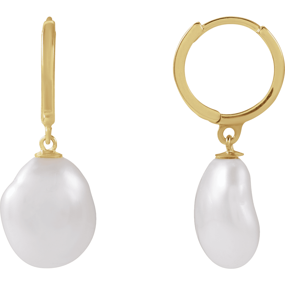 Cultured White Freshwater Pearl Hoop Earrings