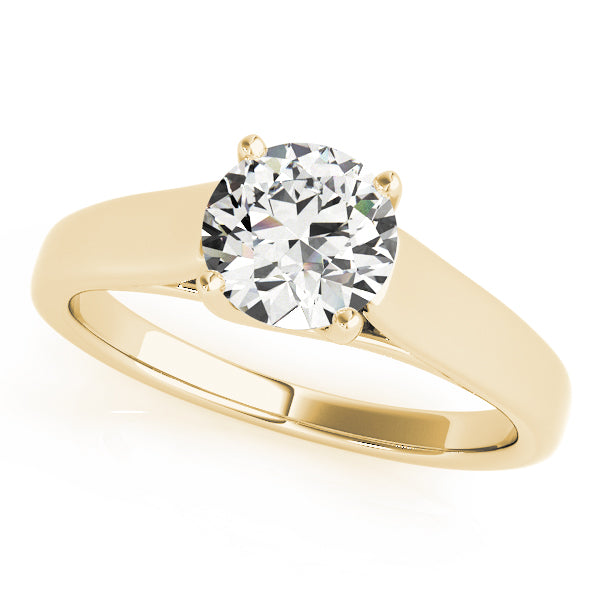 Solitaire Engagement Ring - Gold Wide Band
