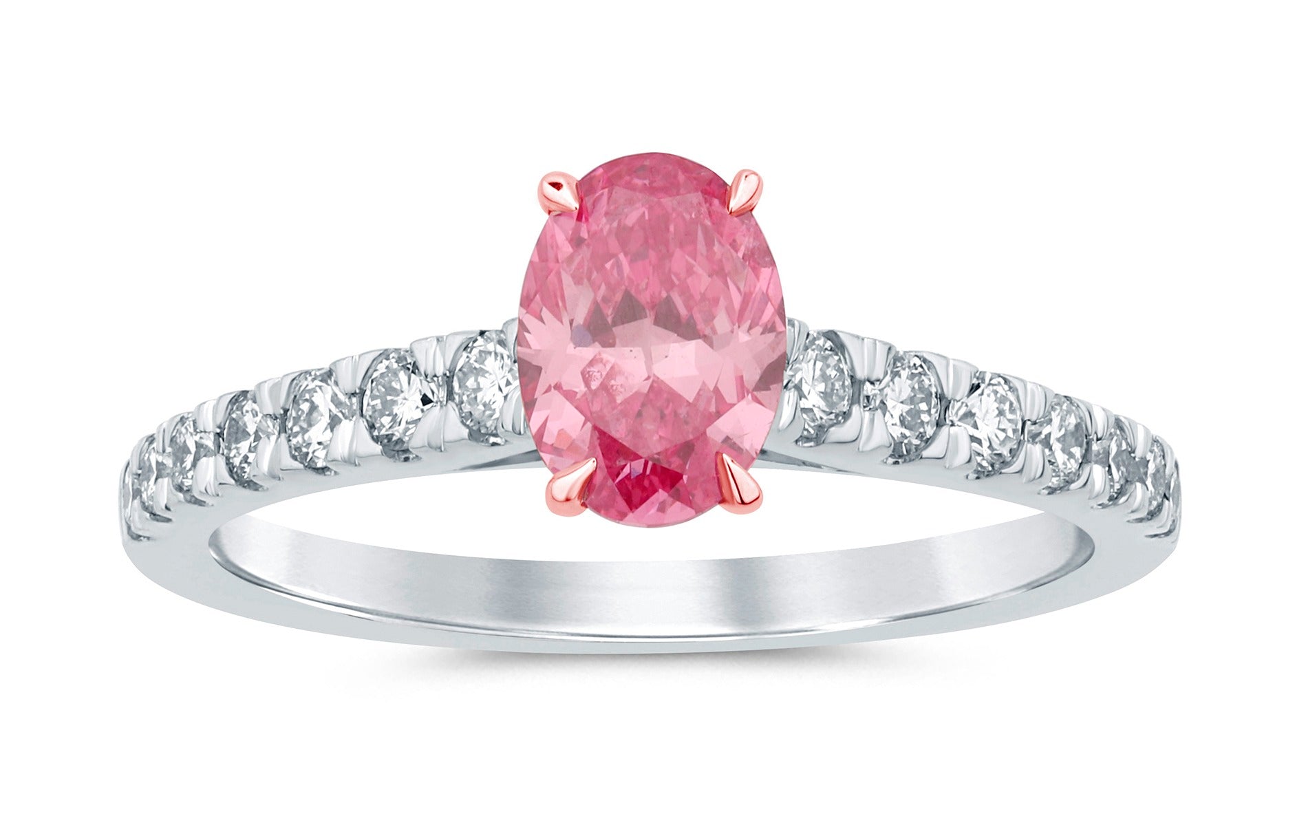 Oval Pink Diamond Ring with Diamond Set Band