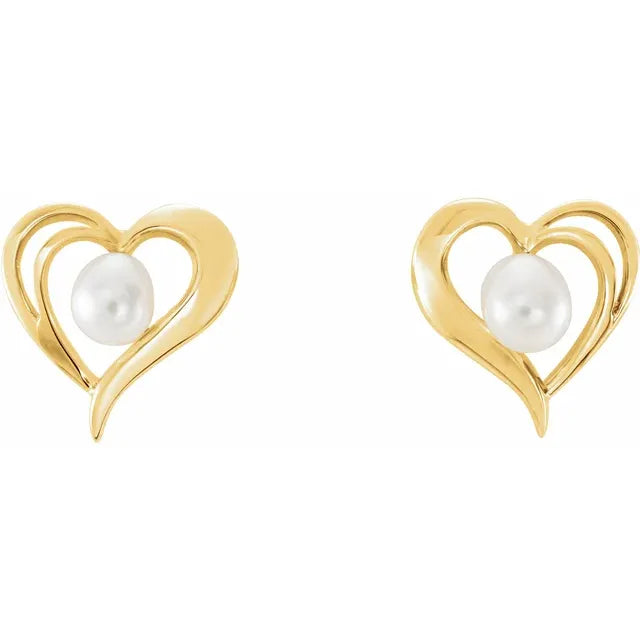 Heart Shaped Pearl Earrings
