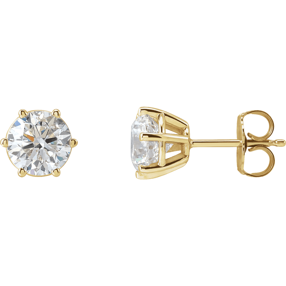 Gold stud earrings with diamonds
