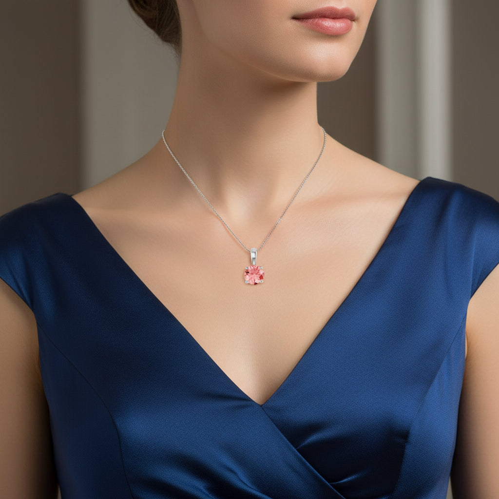 Pink diamond pendant set in white gold