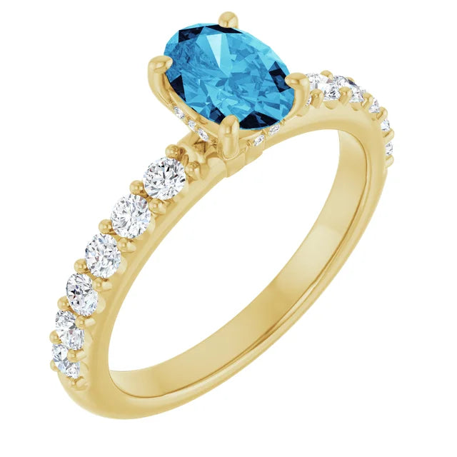 Blue Diamond Hidden Halo Ring