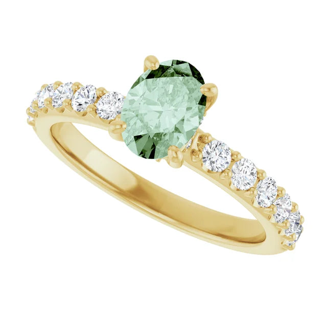Green Diamond Hidden Halo Ring