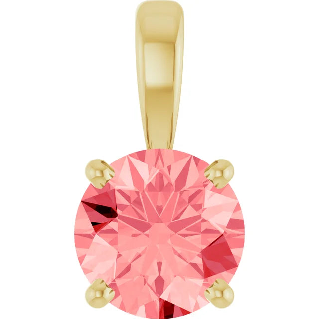 Gold pendant with a pink diamond 