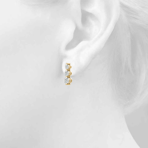 3 stone diamond earring